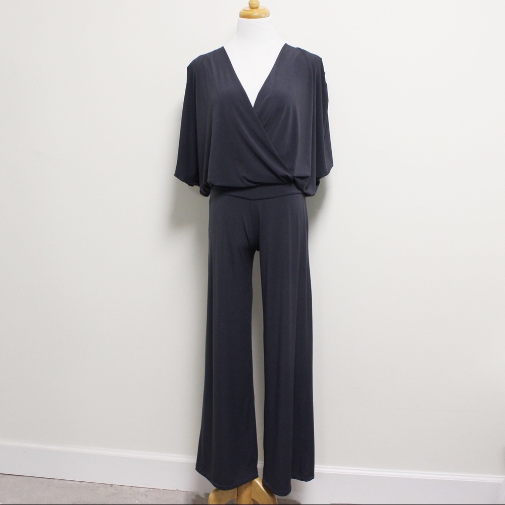 Julian Chang Jumpsuit Gunmetal Gray Dolman V Neck